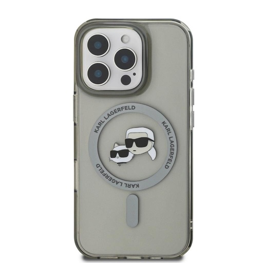 Apple iPhone 16 Pro Max Karl Lagerfeld IML K&CH Heads Metal Frame MagSafe futrola (Crna) - KLHMP16XHLSKCK