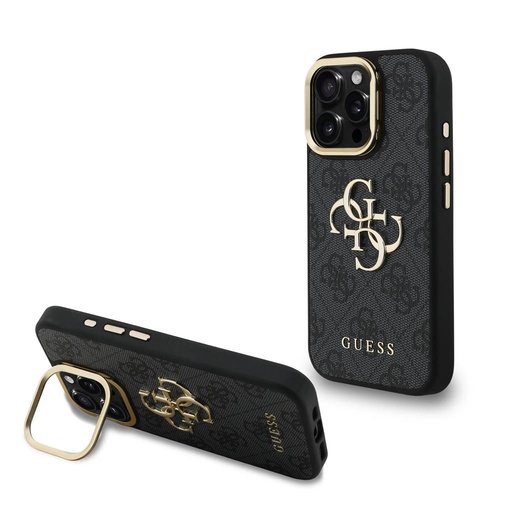 Apple iPhone 15 Pro Max Guess PU 4G Metal Logo Stand Camera Frame futrola (Crna) - GUHCP15XPCS4GP4K