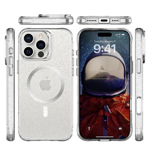 Apple iPhone 16 Pro TOKO Pure Glitter MagSafe zaštitna maskica (Srebrna)