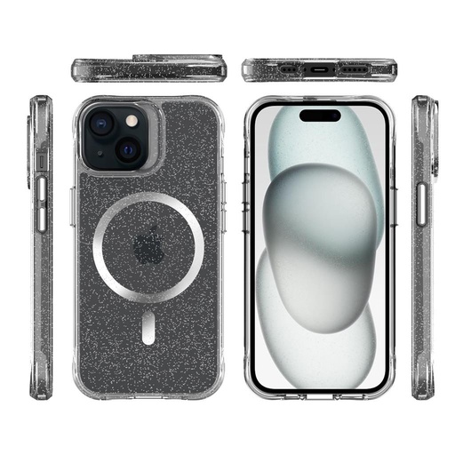 Apple iPhone 15 TOKO Pure Glitter MagSafe zaštitna maskica (Srebrna)