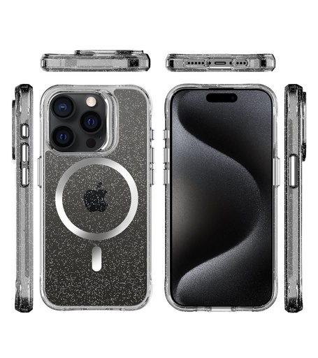 Apple iPhone 15 Pro TOKO Pure Glitter MagSafe zaštitna maskica (Srebrna)