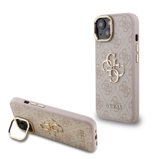 Apple iPhone 15 Guess PU 4G Metal Logo Stand Camera Frame futrola (Ružičasta) - GUHCP15SPCS4GP4P
