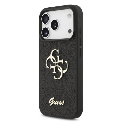 Guess PU Fixed Glitter 4G Metal Logo futrola iPhone 17 Pro (Crna) - GUHCP17LHG4SGK