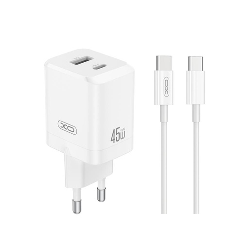 XO CE36 GaN zidni punjač 45W 1x USB-C + 1x USB-A (Bijela)