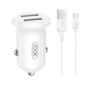 XO CC67 autós töltő Dual USB 2.4A + Type-C kábel (Fehér)