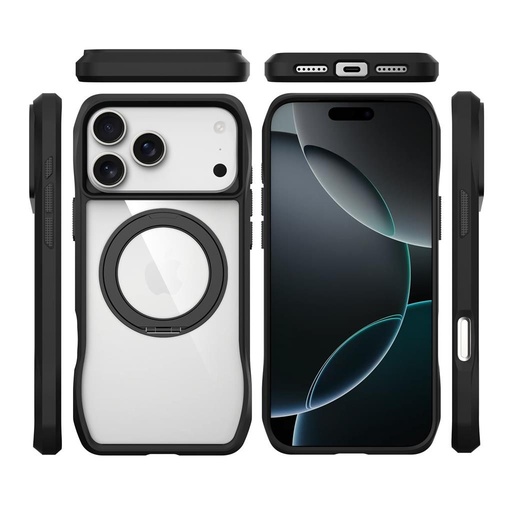 Apple iPhone 17 Pro TOKO Octagon MagSafe 360 okretni zaštitna maskica (Crna)