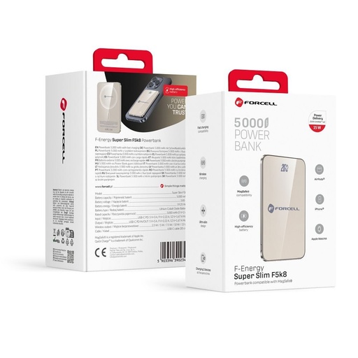Forcell F-Energy SuperSlim F5K8 MagSafe power bank 15W 5000 mAh (Siva)