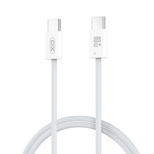 XO NB-Q273 USB-C–USB-C podatkovni kabel (Bijela) – 60W, pleten izvedba