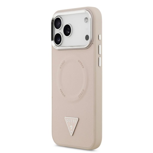 Guess PU Leather Triangle Logo MagSafe iPhone 17 Pro (Ružičasta)