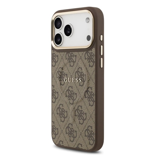 Guess PU Leather 4G Zlatna Frame MagSafe iPhone 17 Pro Max (Smeđa)