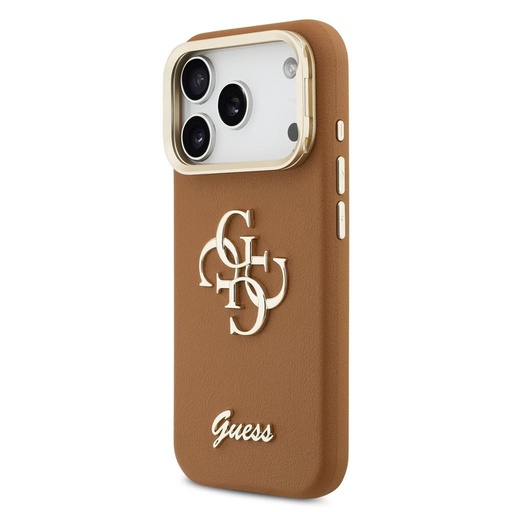 Guess PU Grained 4G Logo Stand Camera Frame iPhone 17 Pro (Smeđa)