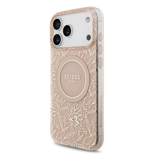 Guess IML Flowers Allover Strap MagSafe iPhone 17 Pro Max (Ružičasta)
