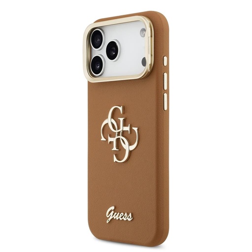 Guess PU Grained 4G Logo Stand Camera Frame iPhone 17 Pro Max (Smeđa)