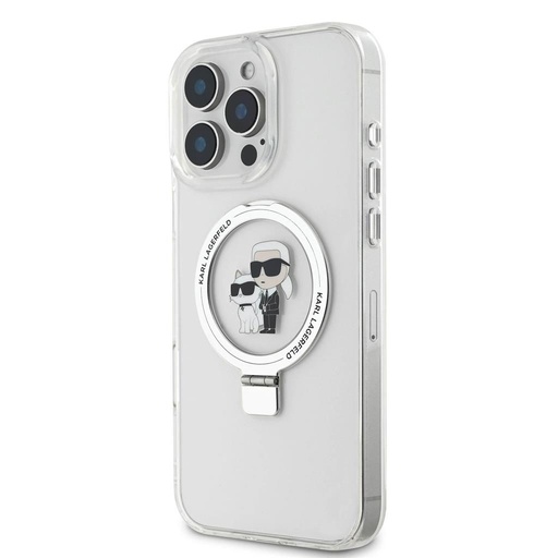 Apple iPhone 16 Pro Karl Lagerfeld Ringstand Karl and Choupette MagSafe futrola (Bijela) - KLHMP16LHMRSKCH