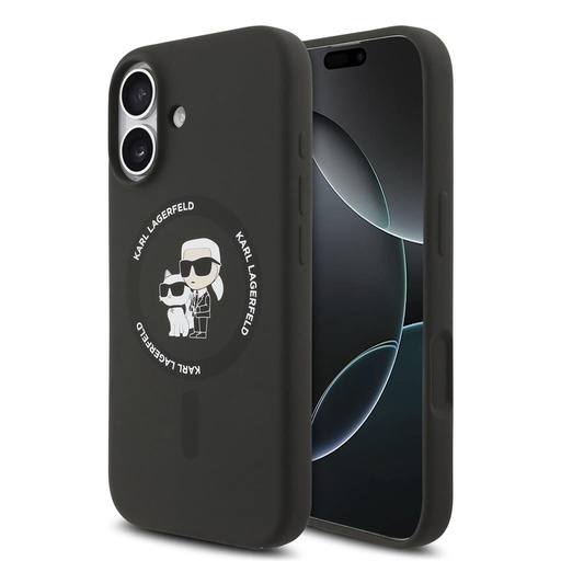 Karl Lagerfeld Liquid Silicone Karl and Choupette MagSafe futrola iPhone 17 (Crna) - KLHMP17SSCMKCRHK