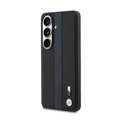 BMW M PU Leather Perforated Stripes and Metal Logo Magnetic Samsung Galaxy S26 (Plava)