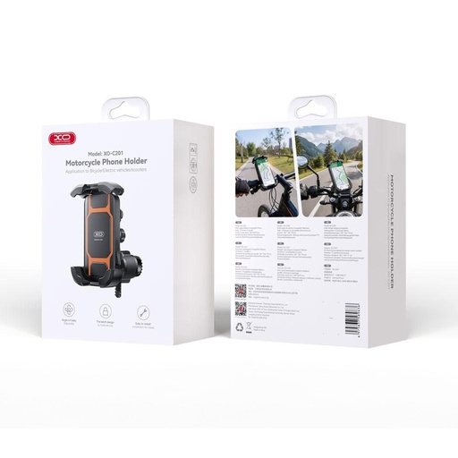 XO C201 potpuno zatvoren biciklistički/motociklistički telefon držač (Crna/Narančasta)