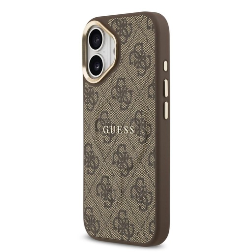Guess PU Leather 4G Zlatna Frame MagSafe futrola iPhone 17 (Smeđa)