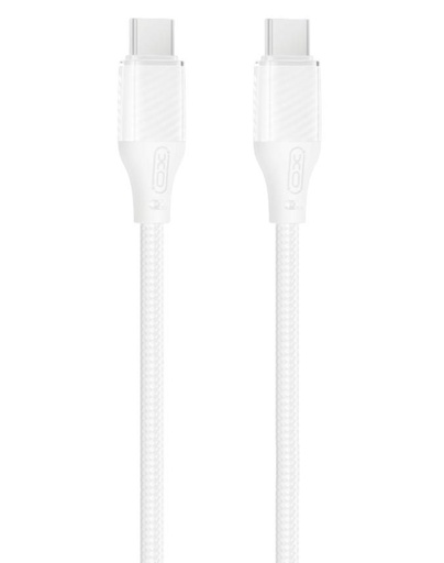 XO NB-Q291B Type-C-Type-C podatkovni kabel (Bijela) - 60W, tkan premaz, proziran kućište