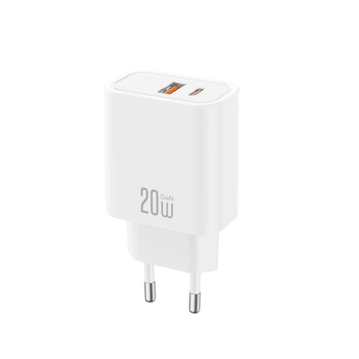 XO CE40(EU) mrežni brzi punjač (Bijela) - 20W, 1xUSB-A + 1xUSB-C