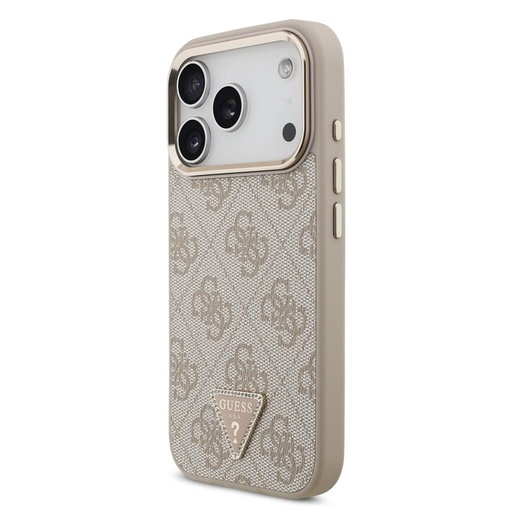Guess PU Leather 4G Strass Triangle Logo Zlatna Frame MagSafe futrola iPhone 17 Pro (Ružičasta) - GUHMP17LP4GTDGMP