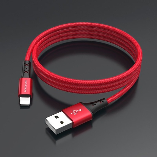Borofone BX20 lightning kabel, tkanina, 2A, 1m, crvena
