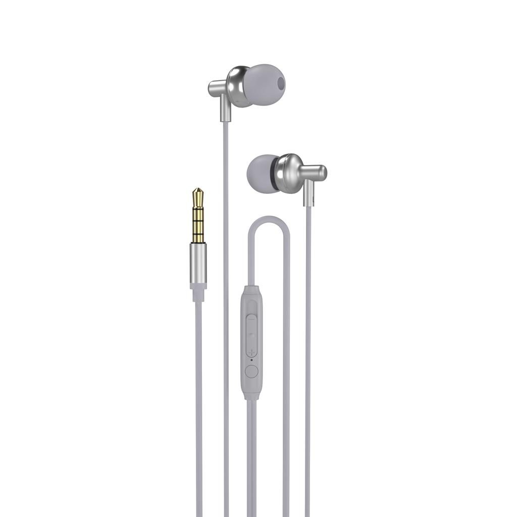 [6920680877447] XO EP35 wired earphones, with microphone, 3,5mm Jack with connector, grey