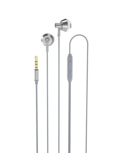 XO EP34 žičani slušalice, s mikrofonom, 3,5mm Jack s priključkom, siva
