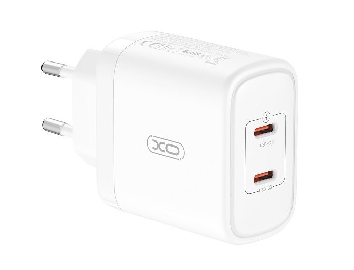 [6920680845804] XO CE08 PD max. 50W fast charger (White) – 2× USB-C connector