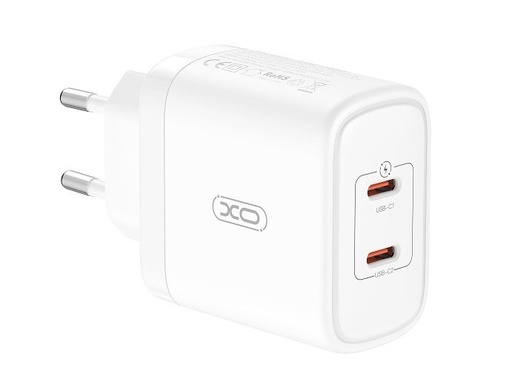 XO CE08 PD max. 50W brzi punjač (Bijela) – 2× USB-C priključak