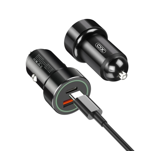 XO CC35 Auto punjač, 20W, QC3.0, PD3.0 izlaz, Type-C s kabelom crna