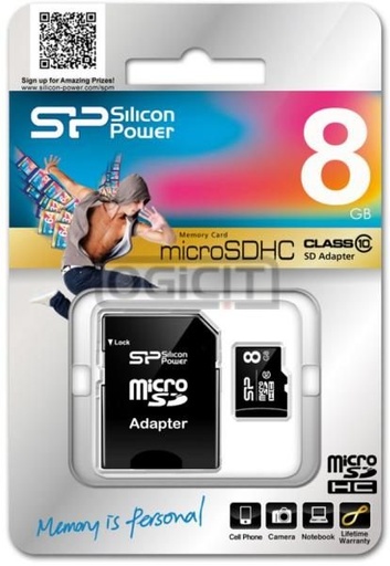Silicon Power MicroSDHC + adapter 8GB class10 memorijska kartica