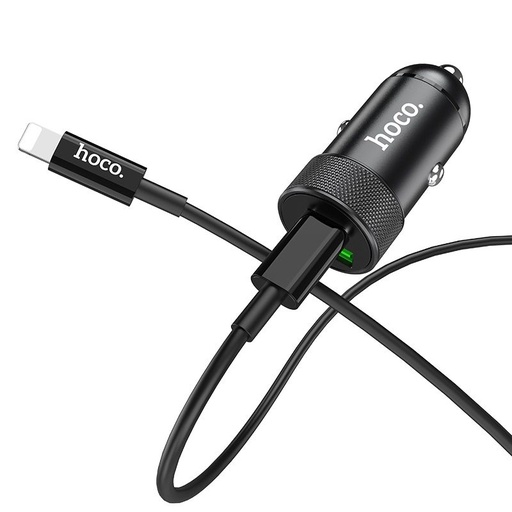 Hoco Z32A auto punjač (lightning kabel), QC 3.0, max. 18W, LED indikator stanja, crna