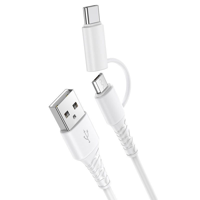 [6931474739384] Hoco X54 2in1 cable (microUSB + lightning), 1M, 2.4A, white