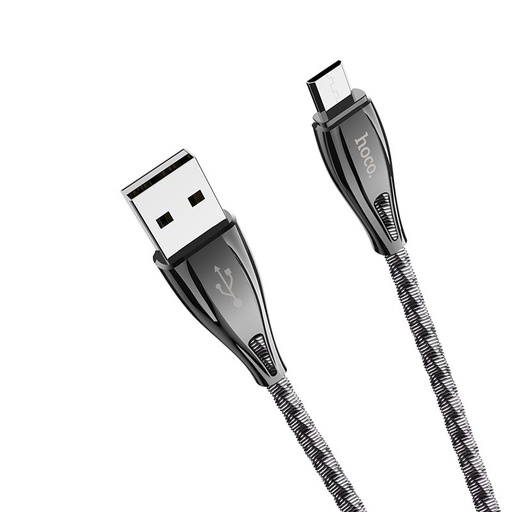 Hoco U56 microUSB kabel, izdržljiv, nehrđajući čelik, cink legura, 1,2m, 2,4A, metalik siva