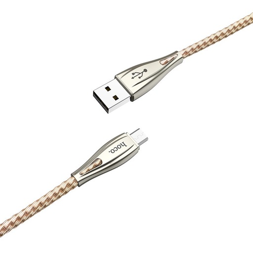 Hoco U56 microUSB kabel, izdržljiv, nehrđajući čelik, cink legura, 1,2m, 2,4A, zlatna