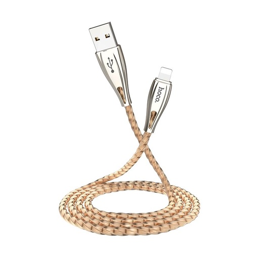 Hoco U56 lightning kabel, izdržljiv, nehrđajući čelik, cink legura, 1,2m, 2,4A, zlatna