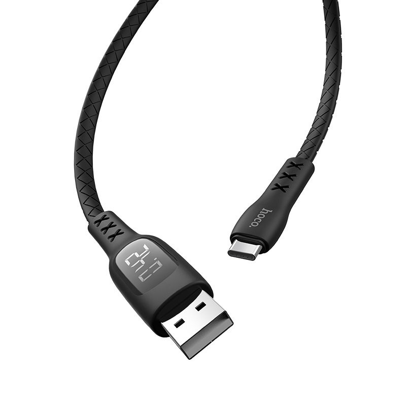 [6931474709752] Hoco S6 type-C cable (LED display, timer), 2.4A, LED status indicator, 1,2m, black