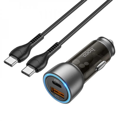 Hoco NZ8 Auto punjač, 43W, PD25W,QC3.0, Type-C-Lightning s kabelom smeđa