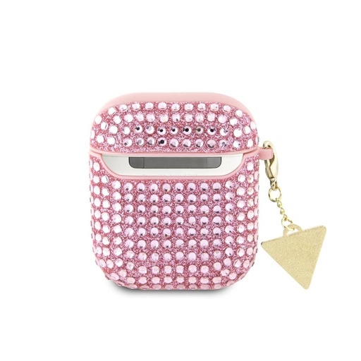 Guess Rhinestones Triangle Metal Logo futrola AirPods 1/2 (Ružičasta) - GUA2HDGTPP