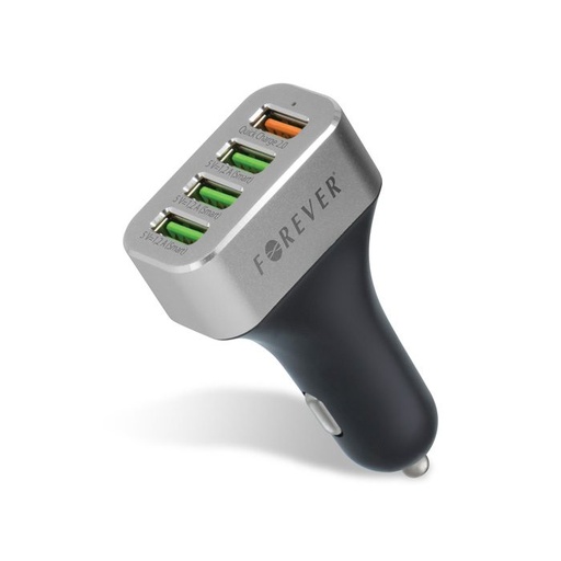 Forever auto brzi punjač (4 USB port), QC 2.0, srebrna/ crna