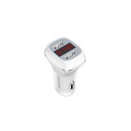 Borofone BZ3 auto punjač (2xUSB port), LED indikator stanja,5V 2,4A, bijela