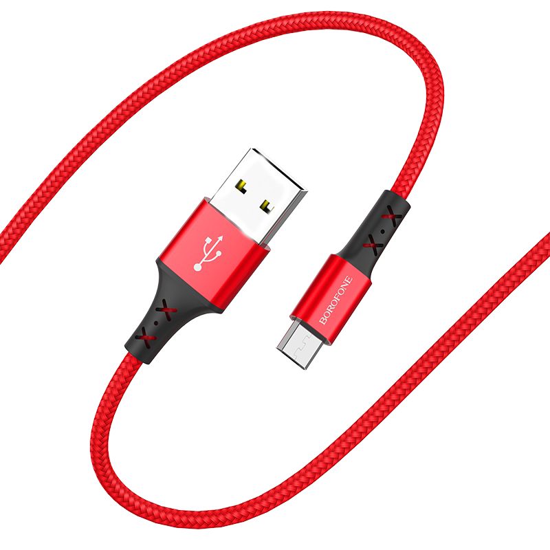[6931474700803] Borofone BX20 microUSB kábe, fabric, 2A, 1m, red