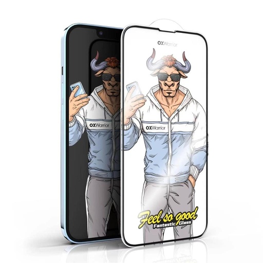 Apple iPhone 16 Pro OX Warrior Mr. Fashion 2.5D zaštitno staklo Proziran Crna Okvir