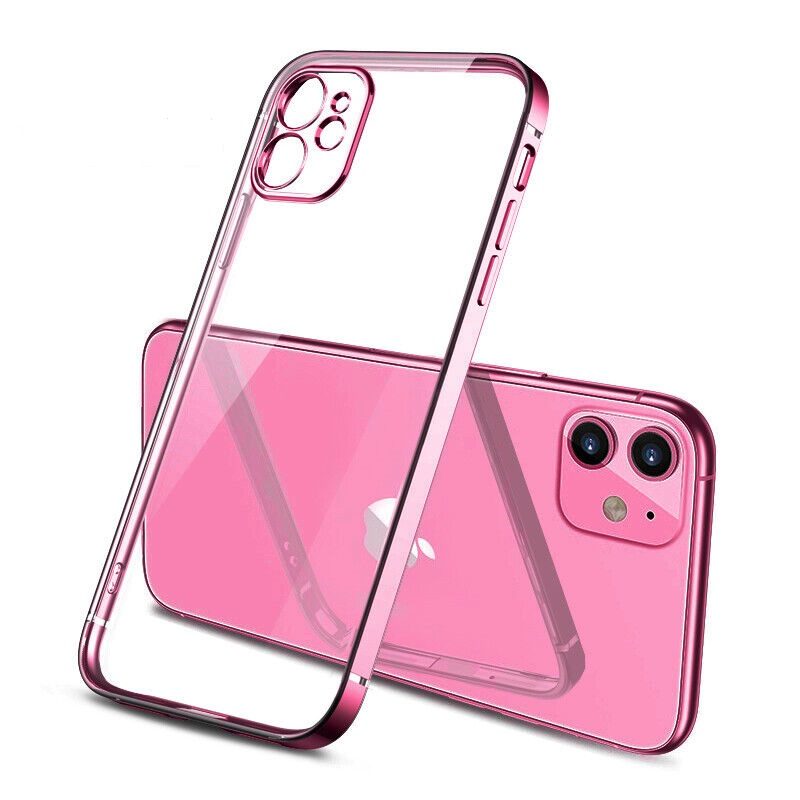[5990202209254] Apple iPhone 14 electroplate camera-protecting silicone back cover case (Pink)