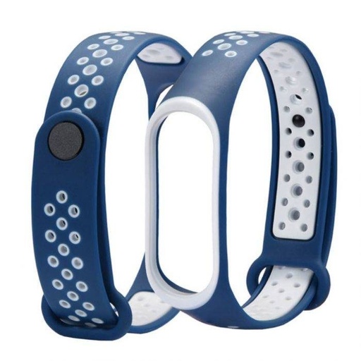 Xiaomi Mi Band 3/4/5/6 silikonski remen, morskoplava/bijela