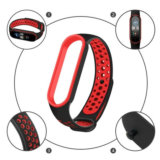 Xiaomi Mi Band 3/4/5/6 silikonski remen, ružičasta/bijela