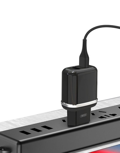 XO L69 2.4A punjač (Crna) – dvostruki USB priključak, Type-C s kabelom