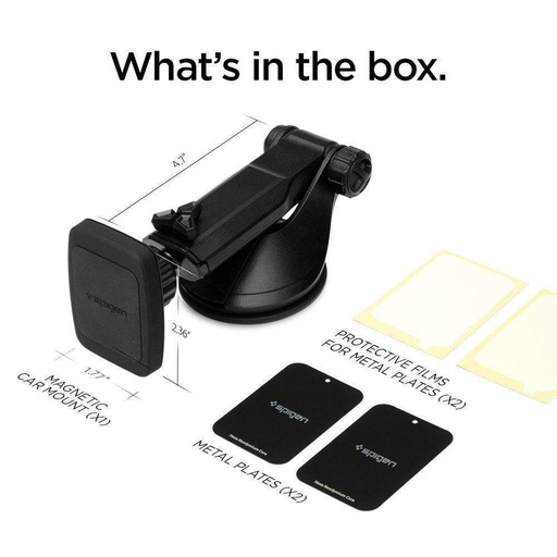 Spigen H35 auto držač (s vakuumskim prianjanjem), magnetski auto držač za telefon (za armaturnu ploču), crna