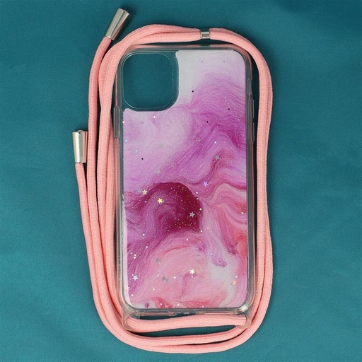 Apple iPhone 11 oko vrata za vješanje glitter zaštitna maskica (Ružičasta)